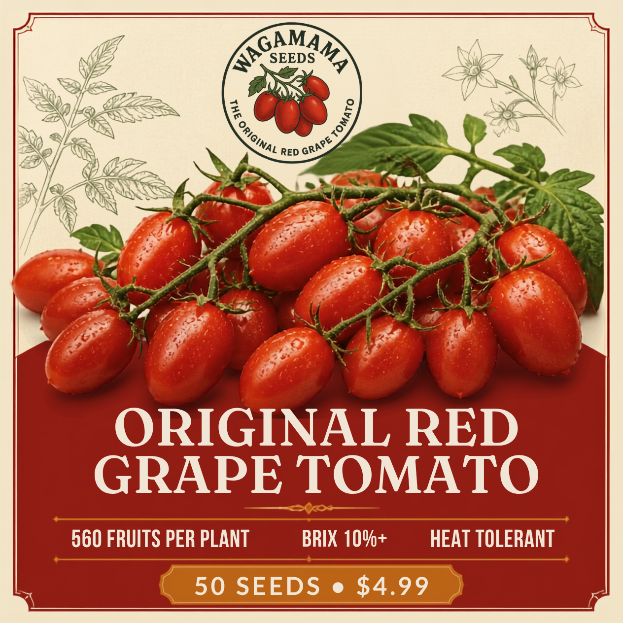 Concept packet design for Wagamama Original Red Grape Tomato seed