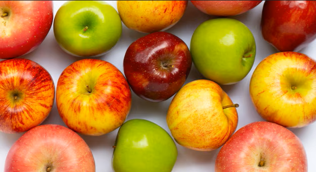 Assorted red, green and yellow apples